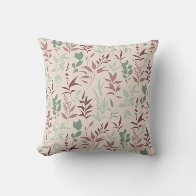 Pastel Botanical Mönster Kudde (Framsida)