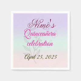 Pastel Botanical Quinceañera Napkins Pappersservett