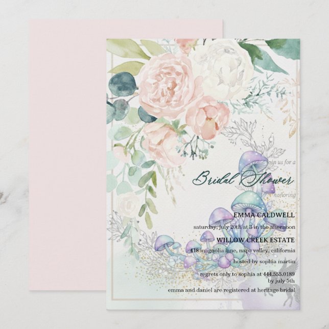 Pastel Bouquet Bridal Shower Invitation Inbjudningar (Fram/baksida)