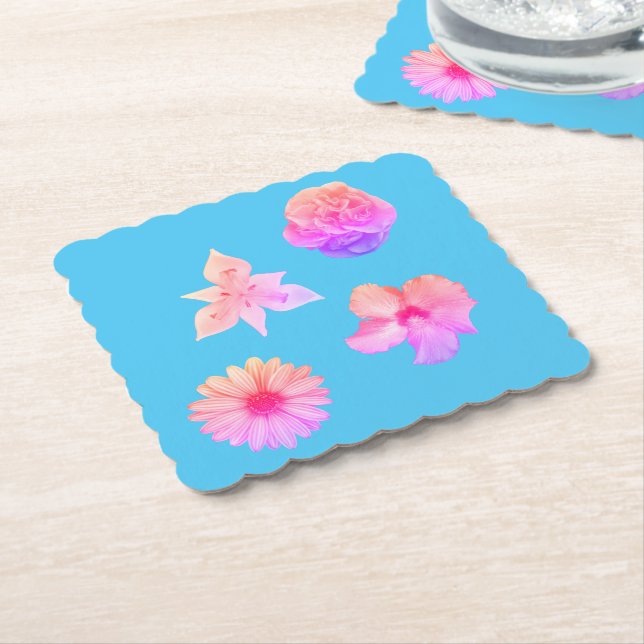 Pastel Bouquet Paper Coaster Underlägg Papper (Vinklad)