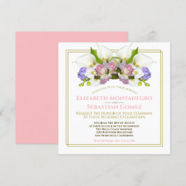 Pastel Bouquet Vår Blommigt Arch Square Bröllop Inbjudningar