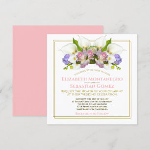 Pastel Bouquet Vår Blommigt Arch Square Bröllop Inbjudningar