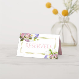 Pastel Bouquet Vår Blommigt Bröllop Reserved Placeringskort