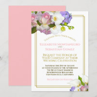 Pastel Bouquet Vår Blommigt Guld och Rosa Bröllop