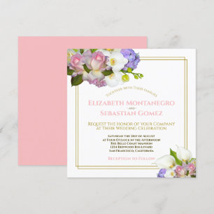 Pastel Bouquet Vår Blommigt Square Bröllop Inbjudningar