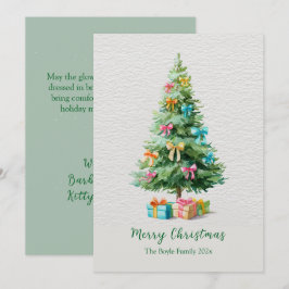 Pastel Bows Christmas Tree Holiday Card Julkort