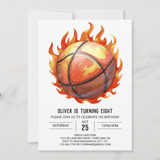 Pastel Boy Modern Basketball Birthday Inbjudningar (Framsida)