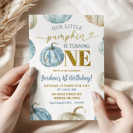 Pastel Boy Pumpkin Turning One 1st Birthday Inbjudningar