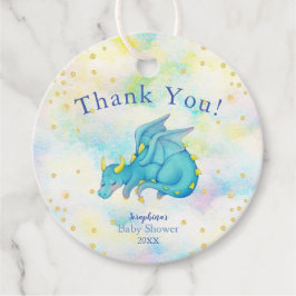 Pastel Boys Blue Dragon Baby Shower Tack Gåvor Etiketter