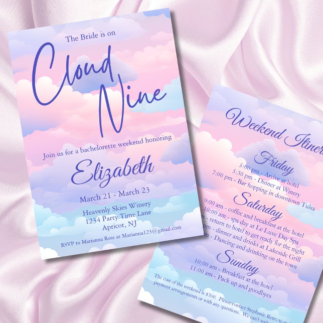 Pastel Bride är på Cloud Bachelorette Helg Inbjudningar (Skapare uppladdad)