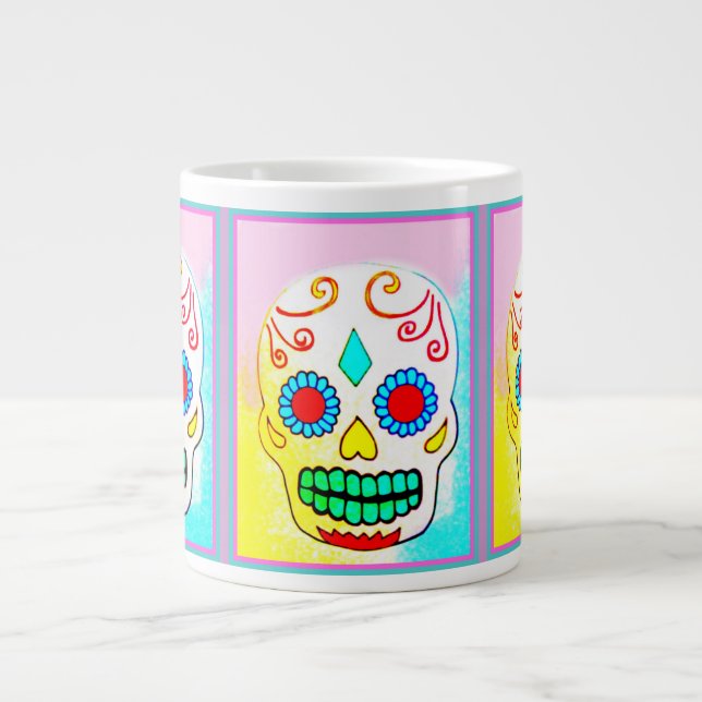 PASTEL BRIGHT SOCGAR SKULL UTSKRIFT JUMBO MUGG (Framsidan)