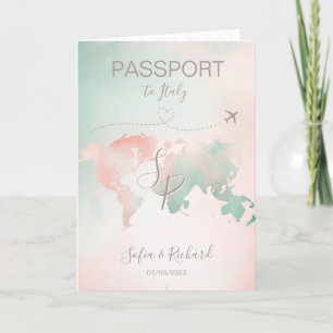 Pastel Bröllop Destinationspass World Map Invi Inbjudan