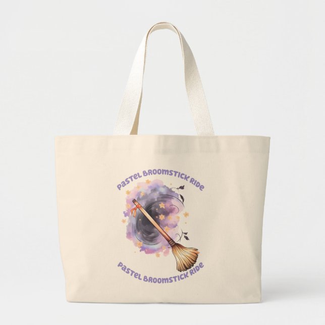 Pastel Broomstick Ride Jumbo Tygkasse (Framsidan)