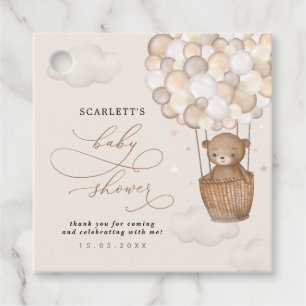 Pastel Brown Bear Luftballong Baby Shower Gåvor Etiketter