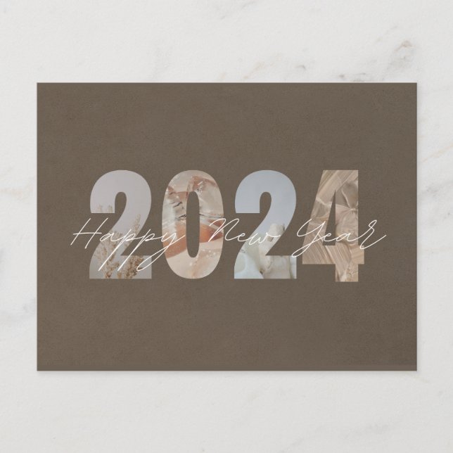 Pastel Brown Gott nytt år Helg Vykort (Framsida)