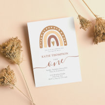 Pastel Brown Rainbow Boho Första födelsedagen