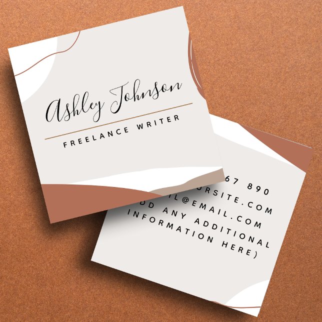 Pastel Brown Söt Calligraphy Bohemian Classy Fyrkantigt Visitkort (Skapare uppladdad)