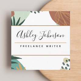 Pastel Brown Söt Calligraphy Tropical Classy Fyrkantigt Visitkort