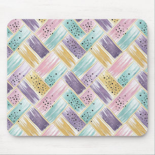 Pastel Brushstroke & Guld Crisscross Abstrakt Musmatta