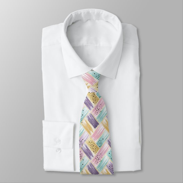 Pastel Brushstroke & Guld Crisscross Abstrakt Slips (Bunden)