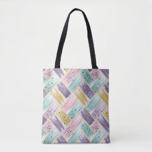 Pastel Brushstroke & Guld Crisscross Abstrakt Tygkasse