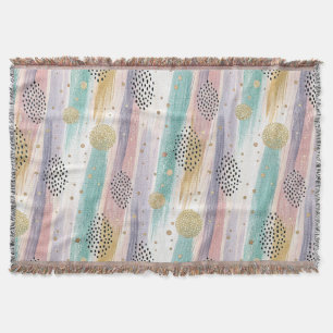 Pastel Brushstroke & Guld Geometric Abstrakt Filt