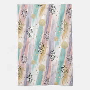 Pastel Brushstroke & Guld Geometric Abstrakt Kökshandduk