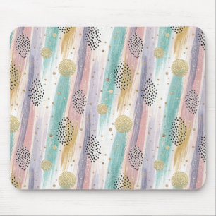 Pastel Brushstroke & Guld Geometric Abstrakt Musmatta
