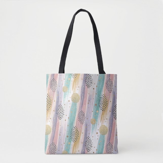 Pastel Brushstroke & Guld Geometric Abstrakt Tygkasse (Framsida)