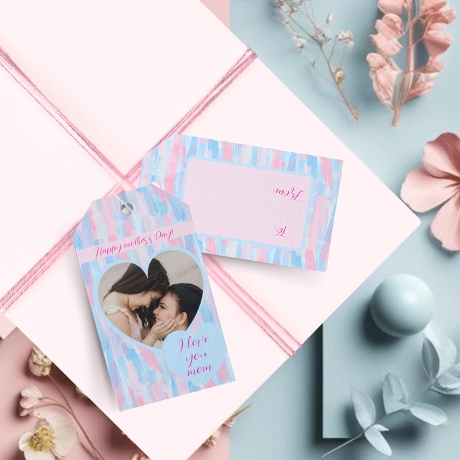 Pastel Brushstroke i Modern Mor dag Presentetikett (Modern Mother’s Day Pastel Brushstroke Gift Tags)