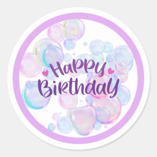 Pastel Bubble “Happy Birthday” Sticker Runt Klistermärke