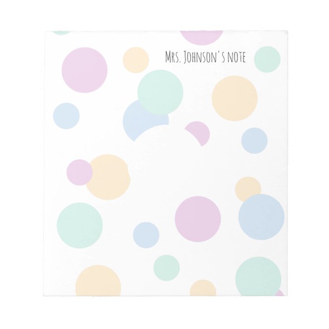 Pastel Bubbles Teacher Notepad Anteckningsblock (Framsida)