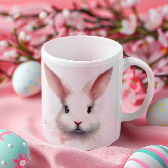 Pastel Bunny Ansikte Mugg: Utformning av ljus och  Kaffemugg (Skapare uppladdad)