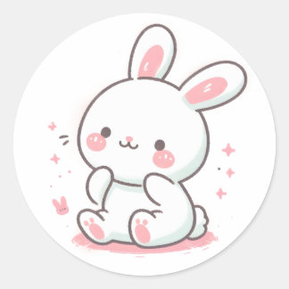 Pastel Bunny Design, Cute Soft Färg Bunny Art Runt Klistermärke