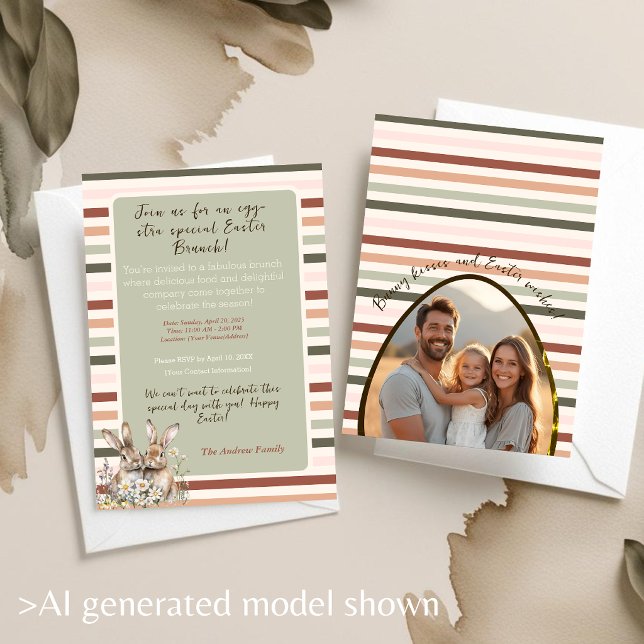 Pastel Bunny Family Påsk Sage Photo Inbjudningar (Pastel Bunny Family Easter Sage Photo Invitation)