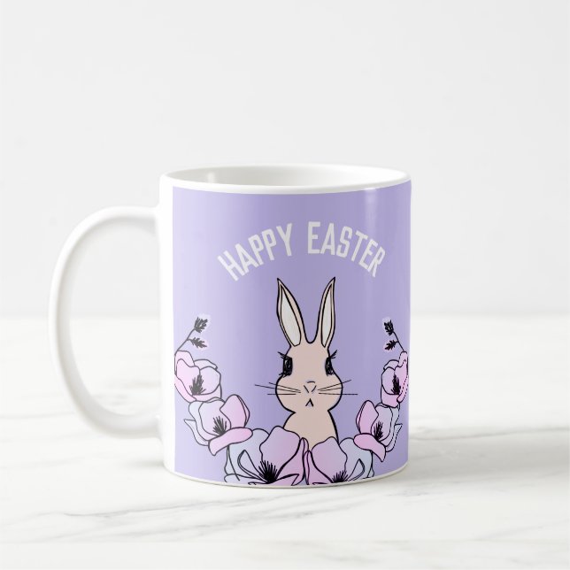 Pastel Bunny Magnolia Flower Påsk Kaffemugg (Vänster)