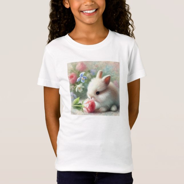 Pastel Bunny med Daisy - T-Shirt (Framsida)