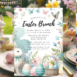 Pastel Bunny Påsk Brunch och Egg Hunt Inbjudningar