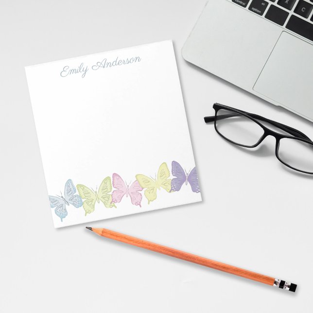 Pastel Butterflies 5,5 x 6 tum Anteckningsblock -  (Pastel butterflies custom notepad.)