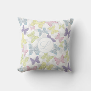 Pastel Butterflies, Dekorativ kudde 16 tum x 16 tu