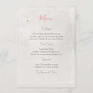 Pastel Butterflies Design, Bröllop Menu Meny