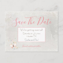Pastel Butterflies Gräns/Save Date Postcards (Datu