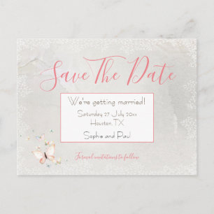 Pastel Butterflies Gräns/Save Date Postcards (Datu Meddelande Vykort