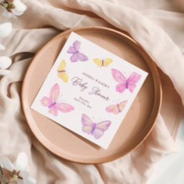 Pastel Butterflies Rosa Lila Baby Shower Pappersservett