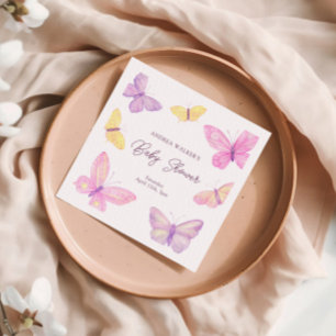 Pastel Butterflies Rosa Lila Baby Shower Pappersservett