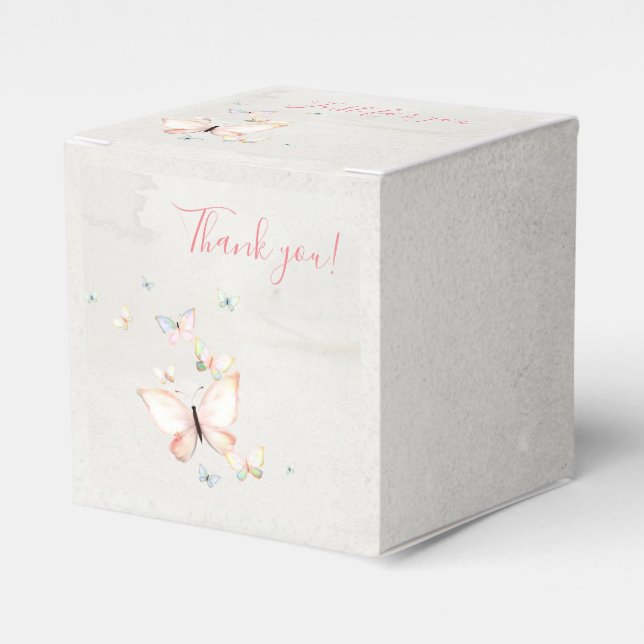Pastel Butterflies Square Wedor Favor Box Presentaskar (Framsidan Sidan)