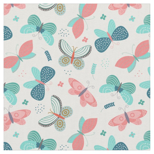 Pastel Butterflies Tyg (Närbild)