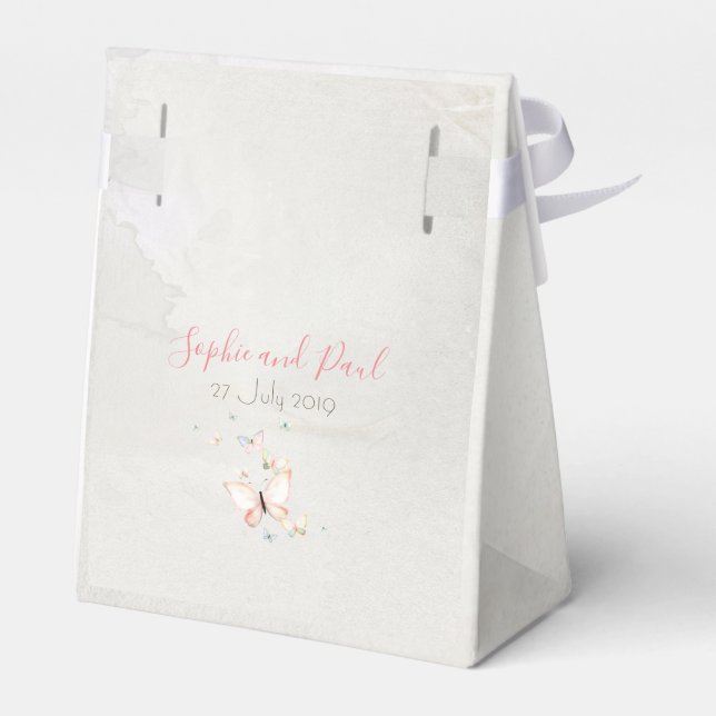 Pastel Butterflies Wedor Favor Box Presentaskar (Baksidan Sidan)