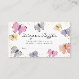 Pastel Butterfly Baby Shower Diaper Raffle Biljett Tilläggskort
