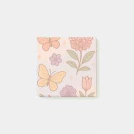 Pastel Butterfly-blomman Post dess Post-it Block